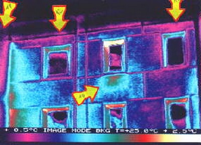 Gebäudethermografie 70 Jahre Wohnblock Wärmebrücke
