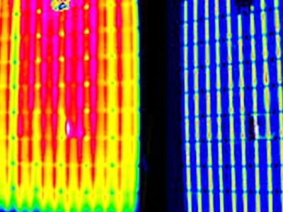 Photovoltaik-zellen prüfen auf Funktion Prüfung Solarzellen auf Überhitzung