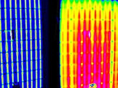 Photovoltaik-zellen prüfen auf Funktion Prüfung Solarzellen auf Überhitzung